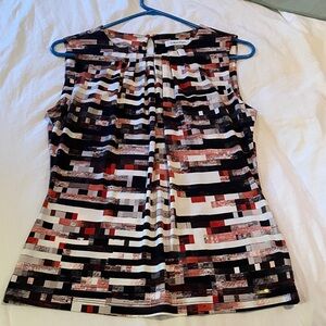 Calvin Klein Women's Geometric Black Orange White Blouse